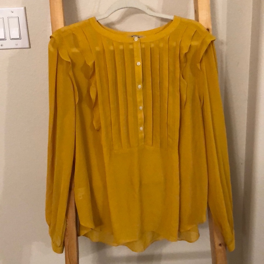 Loft Yellow Ruffle Blouse